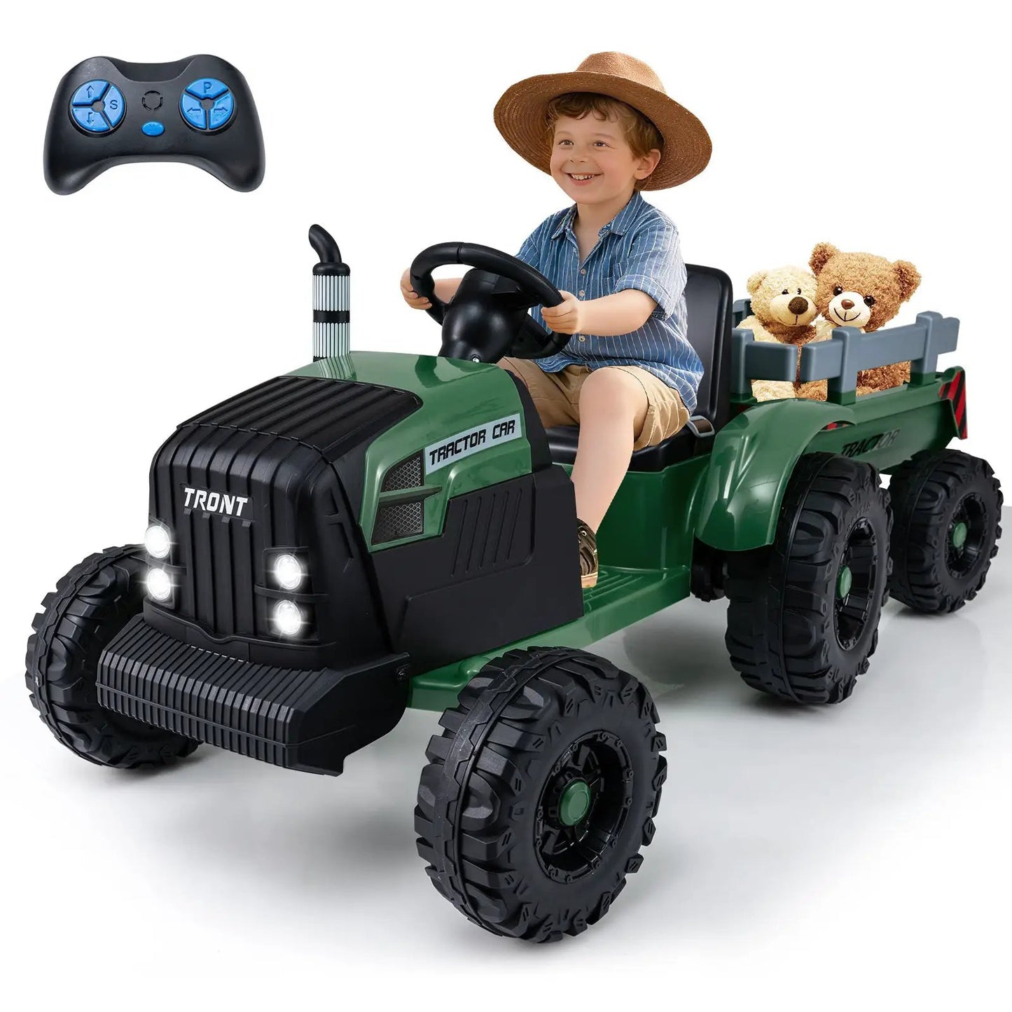 24V Kids Ride on Tractor with Detachable Trailer