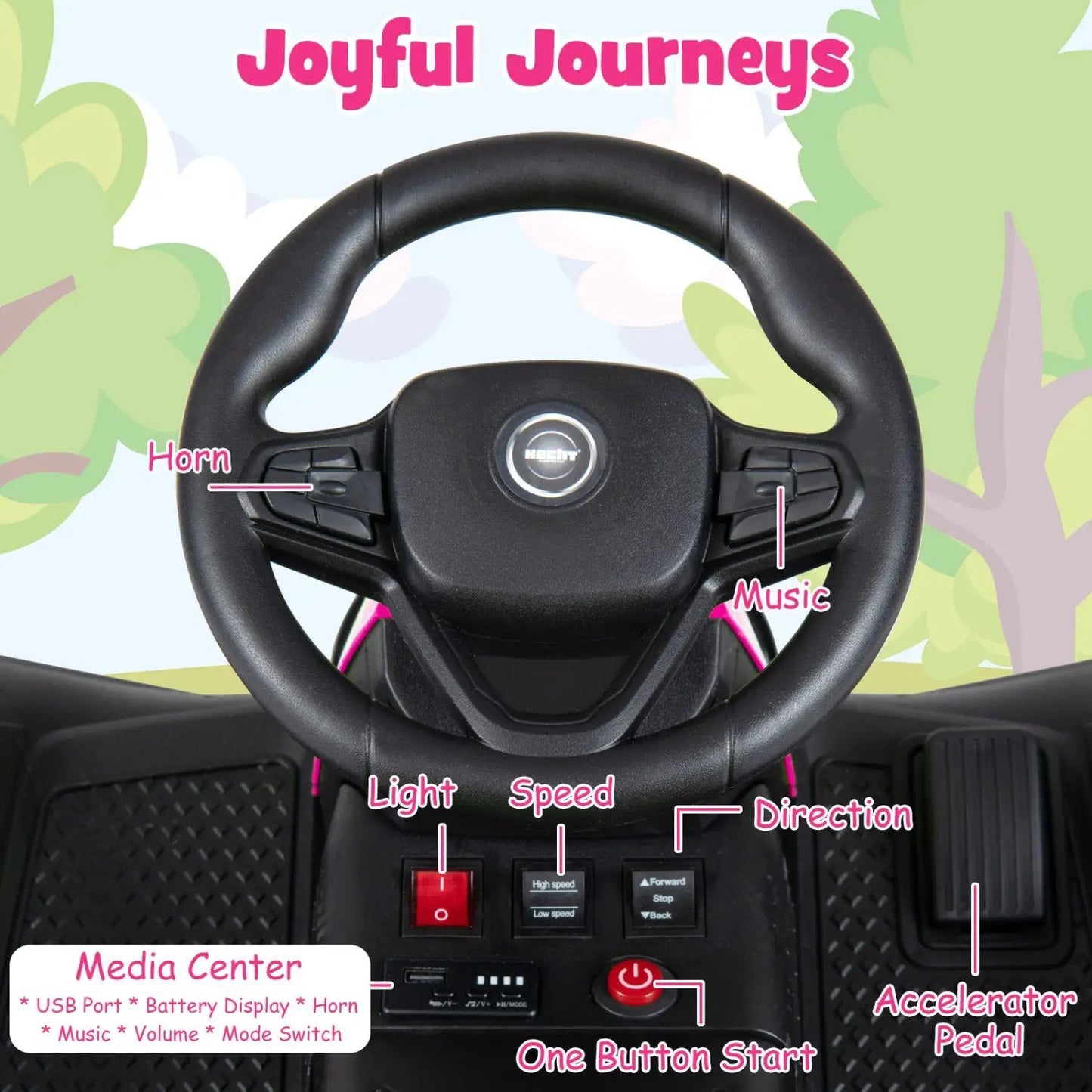 24V Ride on Tractor with Detachable Trailer and Music for Boys Girls