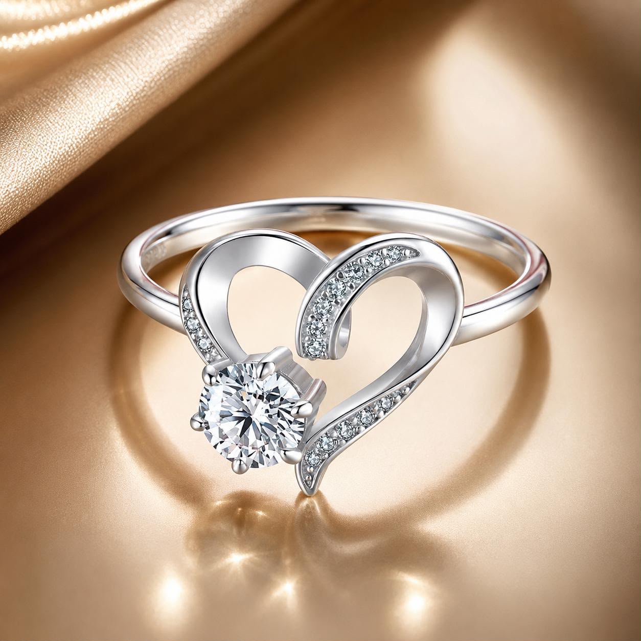 Ring 925 Sterling Silver Moissanite Heart-Shaped, size 7, by Bids.com on Tampa Home & Garden Store