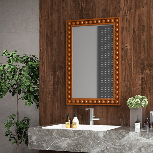 24 x 36 Inches Rustic Wall Mirror with Solid Wood Frame for Living Room  Bedroom-Brown - Tampa Home & Garden Store