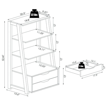4-Tier Ladder Bookshelf Storage Display with Drawers
