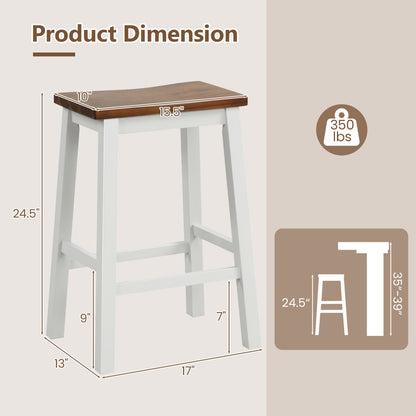 Saddle Bar Stools 4-pack by DirectDeals with footrests; white legs, saddle seats, 24.5-inch height on Tampa Home & Garden Store