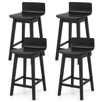 24.5 Inch Swivel Wooden Bar Stools Set of 4 with Rubber Wood Legs and Low Back - Tampa Home & Garden Store