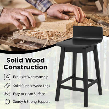 24.5 Inch Swivel Wooden Bar Stools Set of 4 with Rubber Wood Legs and Low Back - Tampa Home & Garden Store