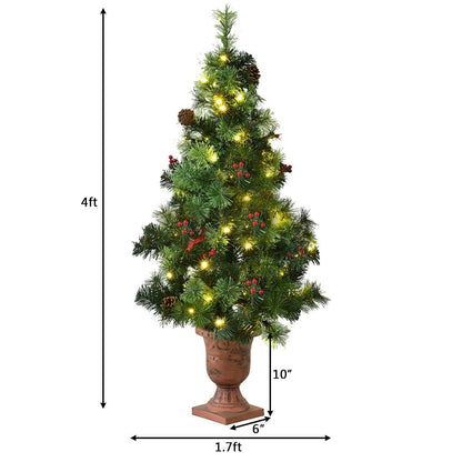 DirectDeals LED Christmas Tree with Red Berries Pine Cones, 4ft artificial tree in urn on Tampa Home & Garden Store