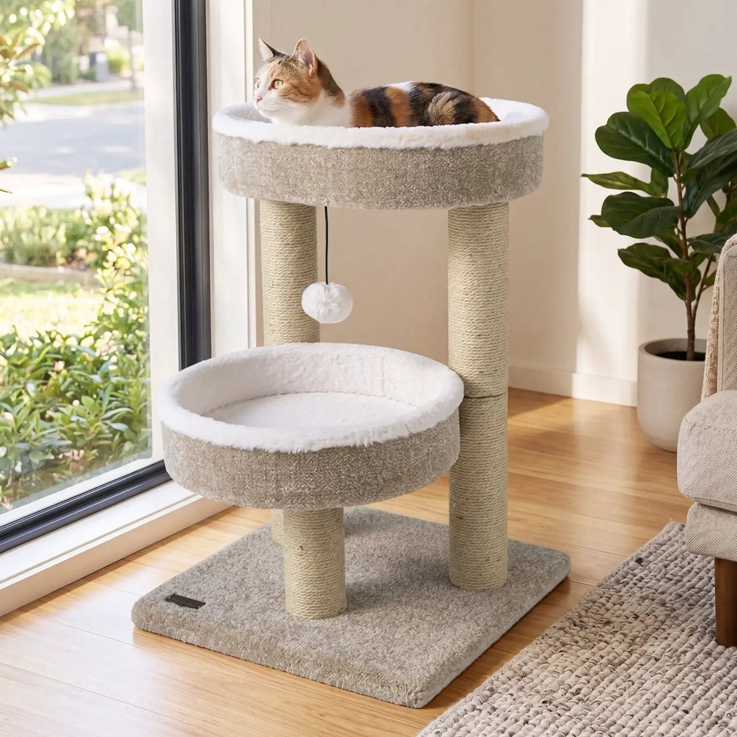 24 Inch Cat Tower With Plush Perches and Posts