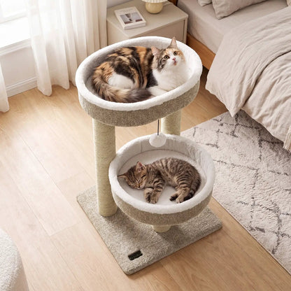 24 Inch Cat Tower With Plush Perches and Posts