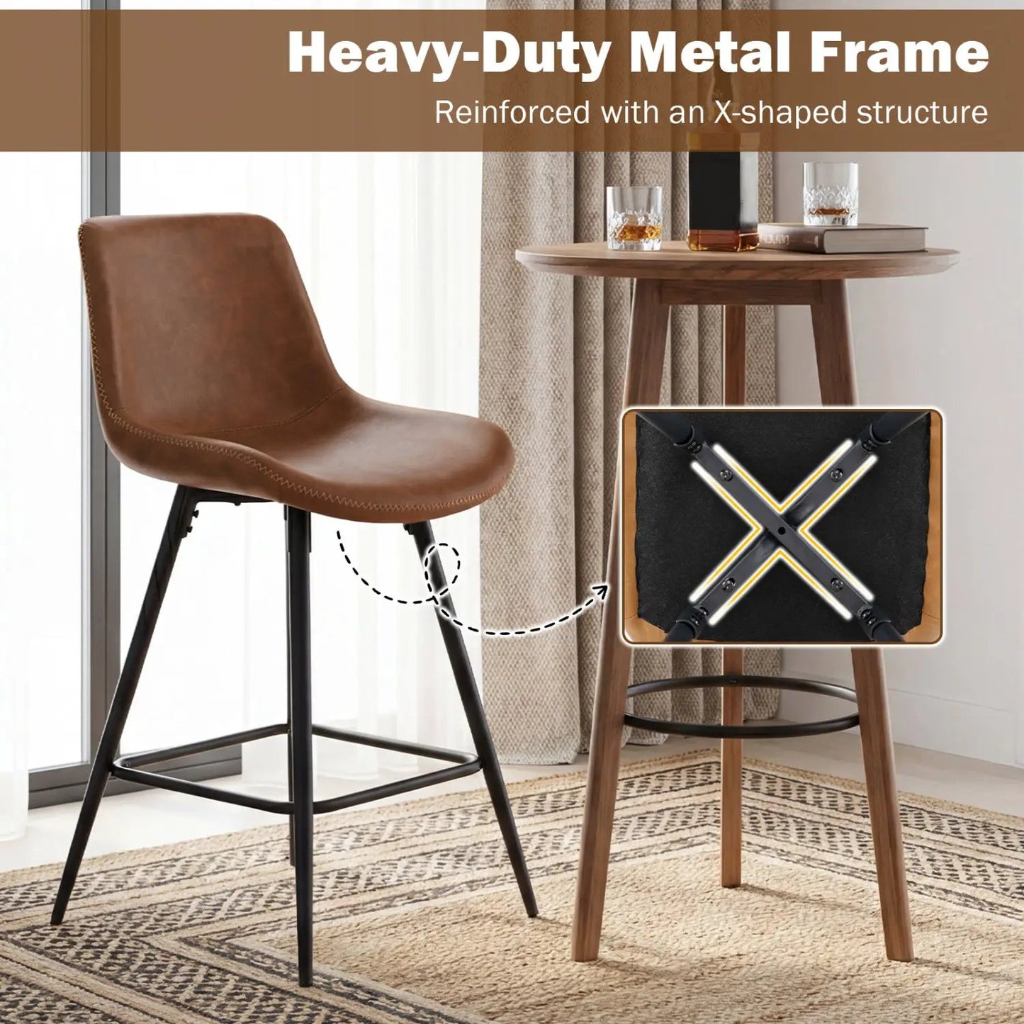 24 Inch Bar Stools with Backs and Footrests