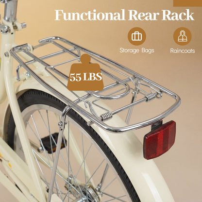 DirectDeals cream beach cruiser bike with chrome rear rack and 55 lbs capacity on Tampa Home & Garden Store