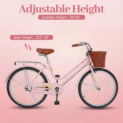 Pink 26in Beach Cruiser Bike for Women with Basket and Rear Rack DirectDeals on Tampa Home & Garden Store