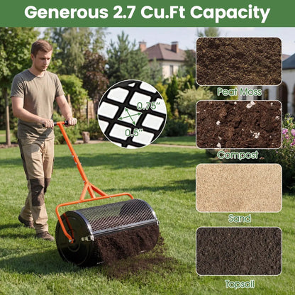 24 Inch Compost Spreader with Adjustable Handle