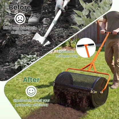 24 Inch Compost Spreader with Adjustable Handle