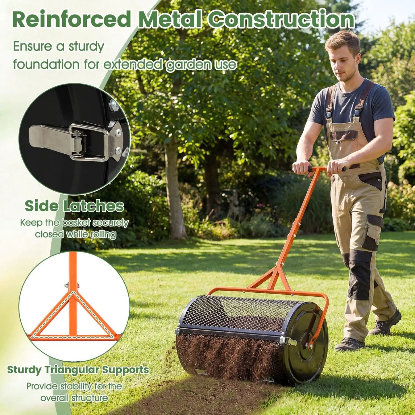 24 Inch Compost Spreader with Adjustable Handle