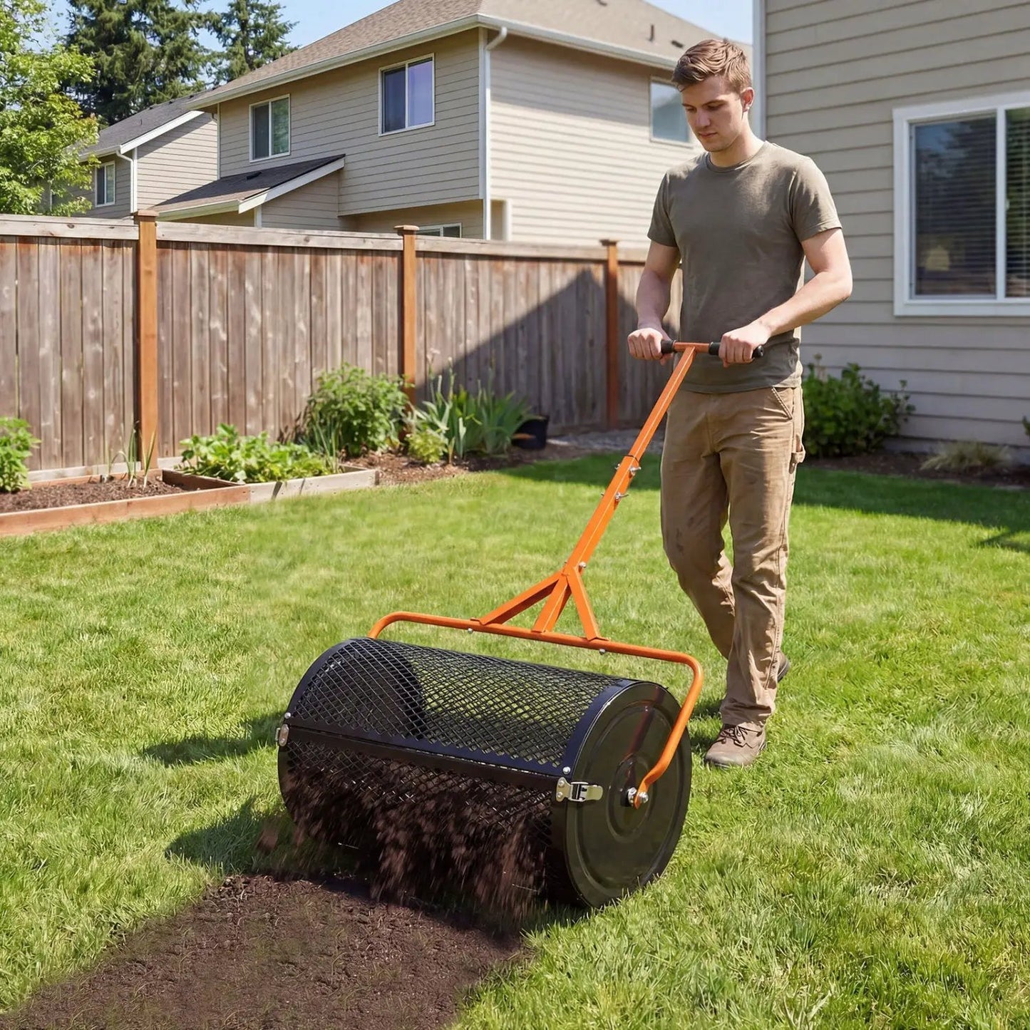 24 Inch Compost Spreader with Adjustable Handle