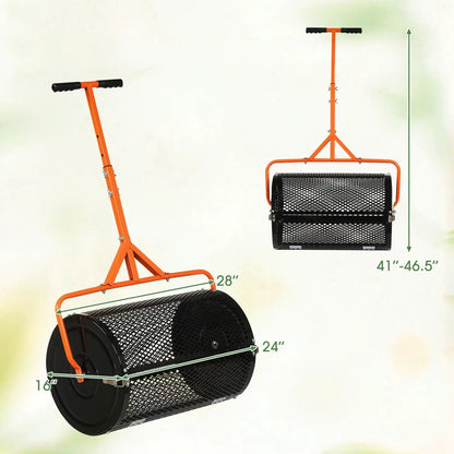 24 Inch Compost Spreader with Adjustable Handle