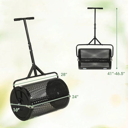 24 Inch Compost Spreader with Adjustable Handle