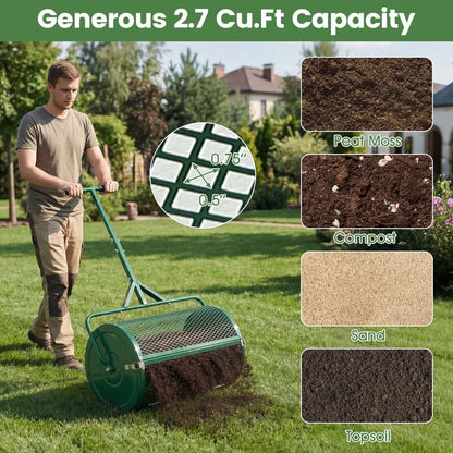 24 Inch Compost Spreader with Adjustable Handle
