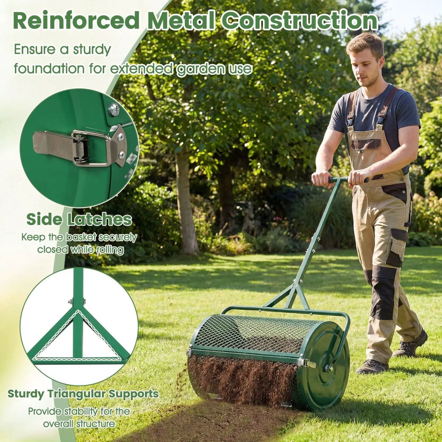 24 Inch Compost Spreader with Adjustable Handle