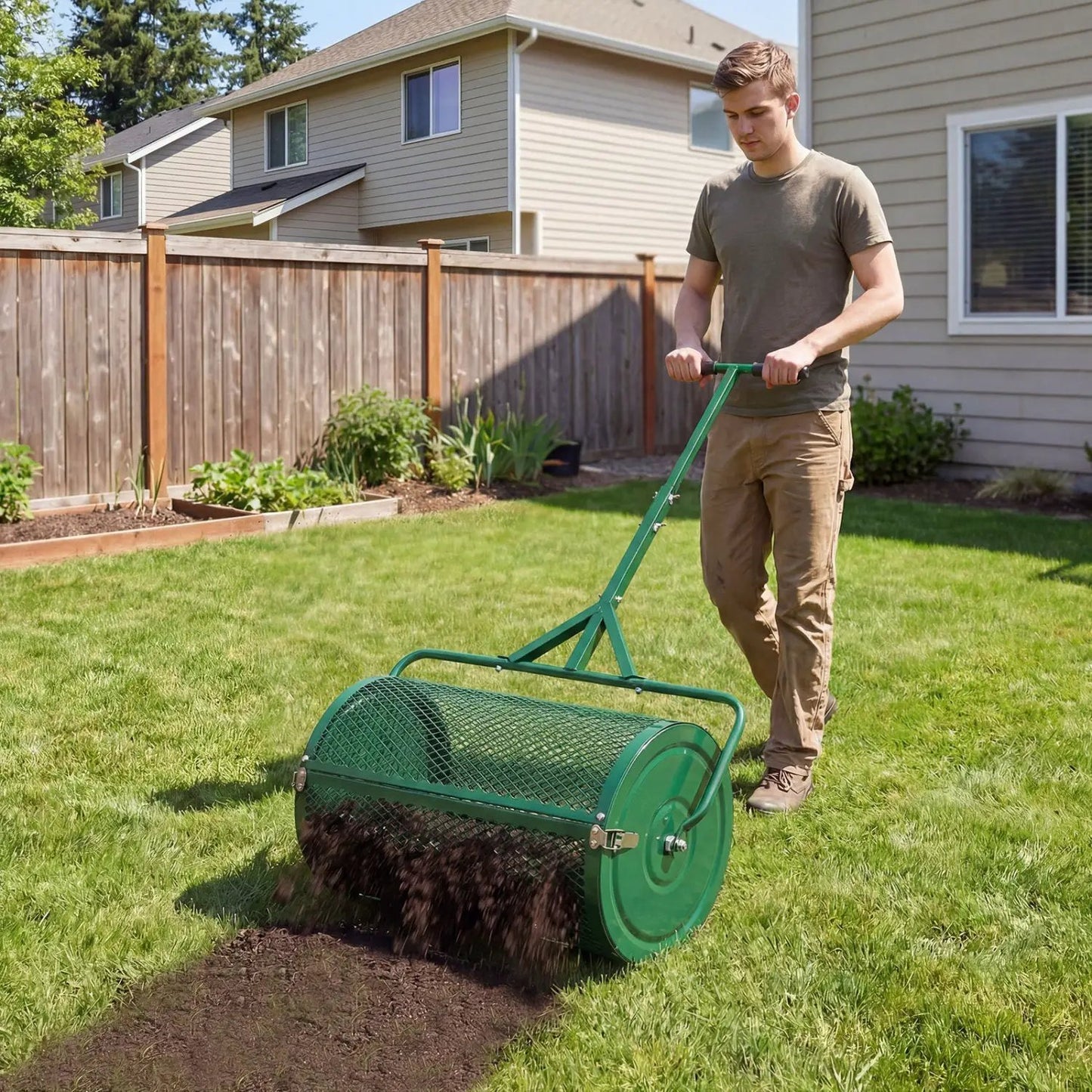 24 Inch Compost Spreader with Adjustable Handle