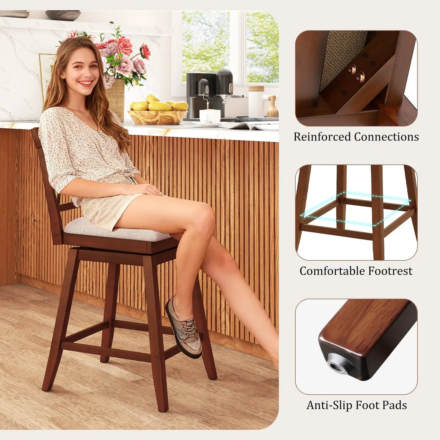 Counter Height Swivel Bar Stools Set of 2