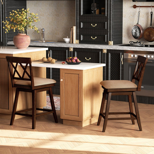 24 Inch Counter Height Barstools Set of 2 with Backrest and Seat Cushion - Tampa Home & Garden Store