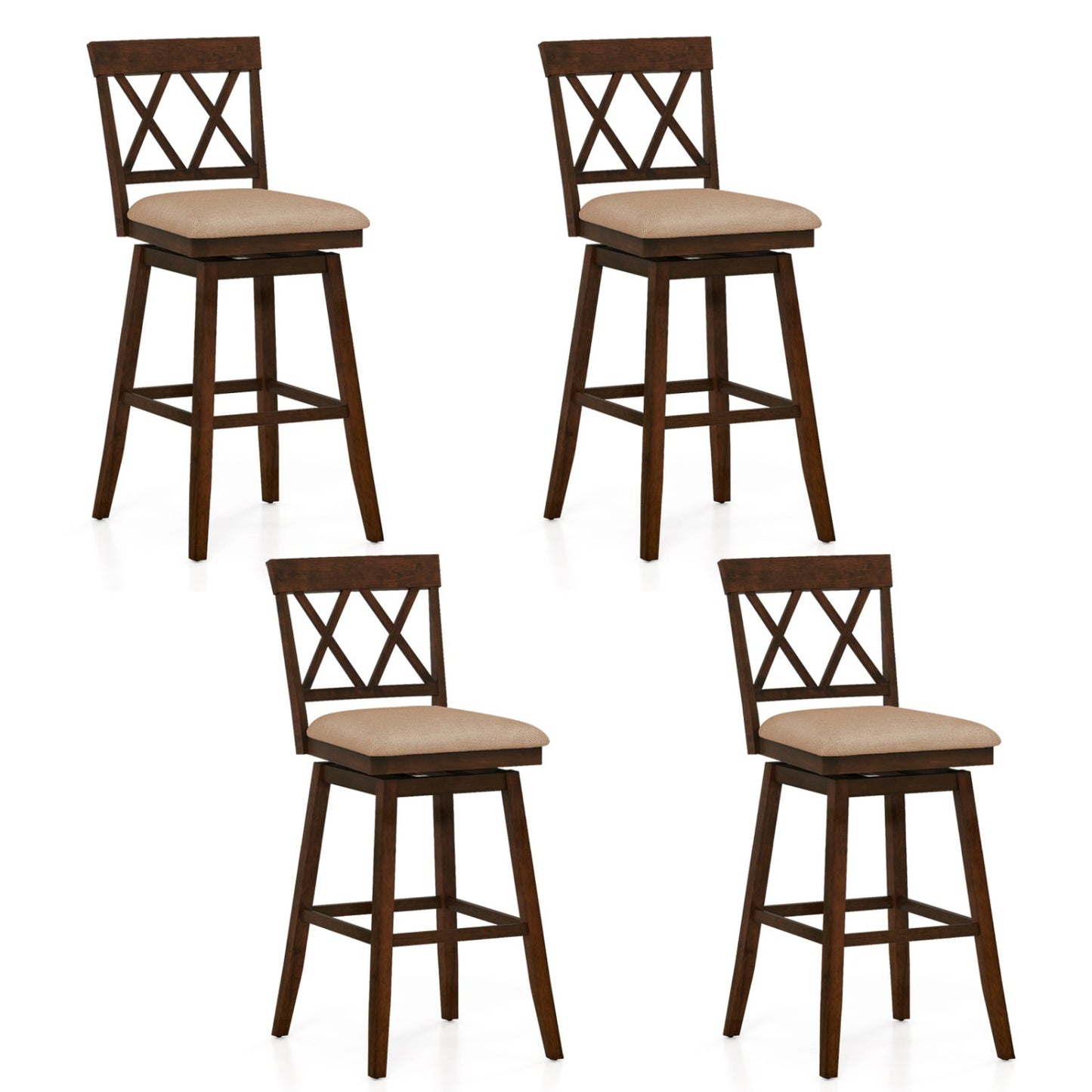 24 Inch Counter Height Barstools Set of 4 with Backrest and Upholstered Seat Cushion - Tampa Home & Garden Store