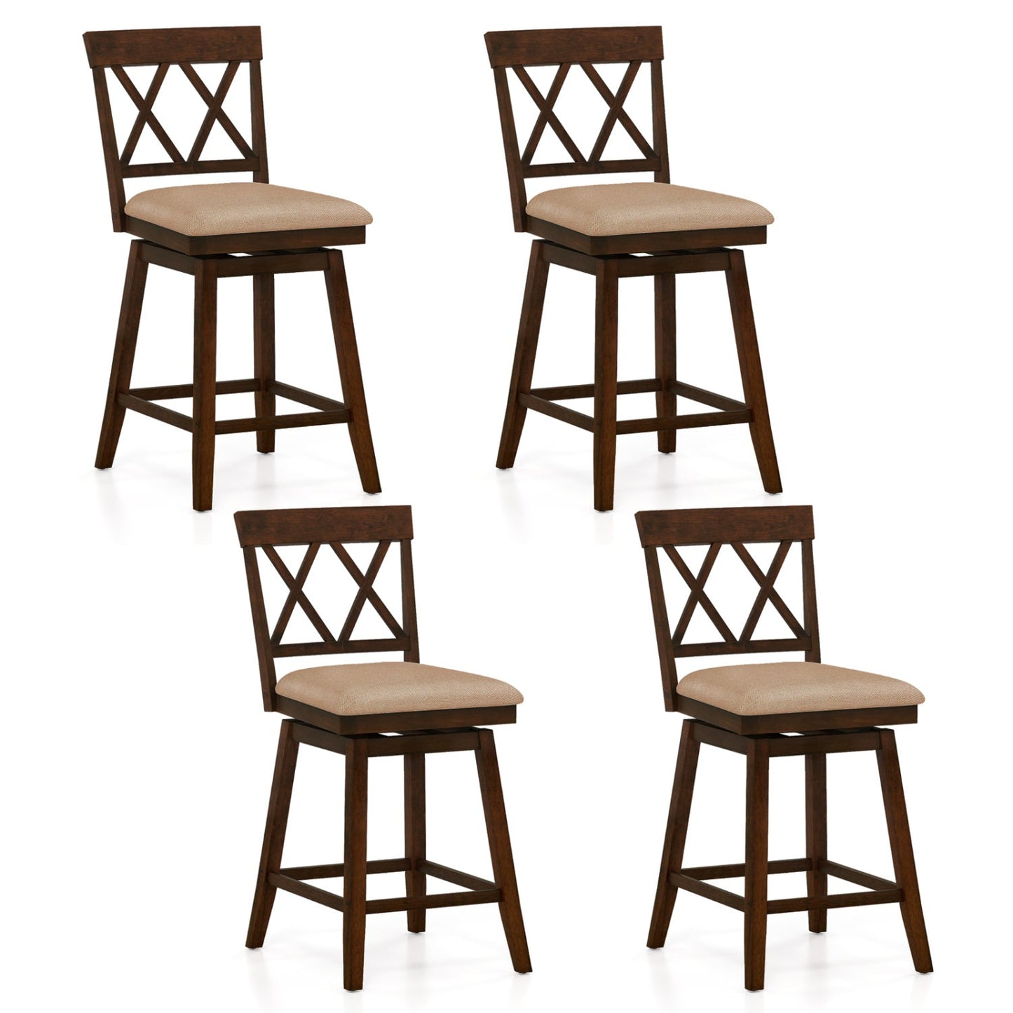 24 Inch Counter Height Barstools Set of 4 with Backrest and Upholstered Seat Cushion - Tampa Home & Garden Store