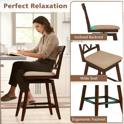 24 Inch Counter Height Barstools Set of 4 with Backrest and Upholstered Seat Cushion - Tampa Home & Garden Store