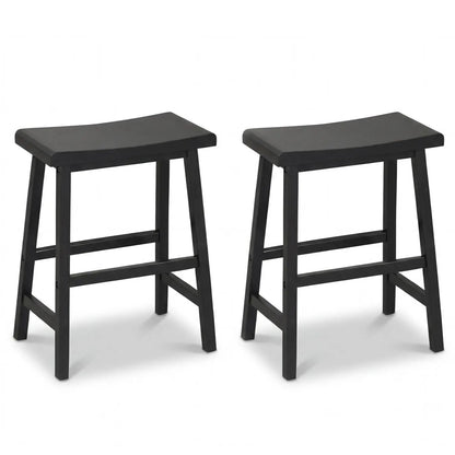 24 Inch Counter Height Wood Saddle Stools Set 2