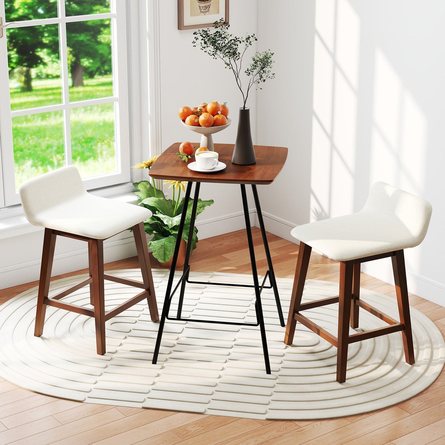 24 Inch Counter Height Bar Stools Set of 2 with Low Back