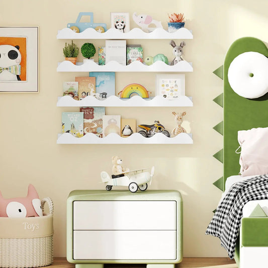 Wall-Mounted Picture Ledge Shelf Set of 4, 24-inch white DirectDeals keeps books and toys on Tampa Home & Garden Store