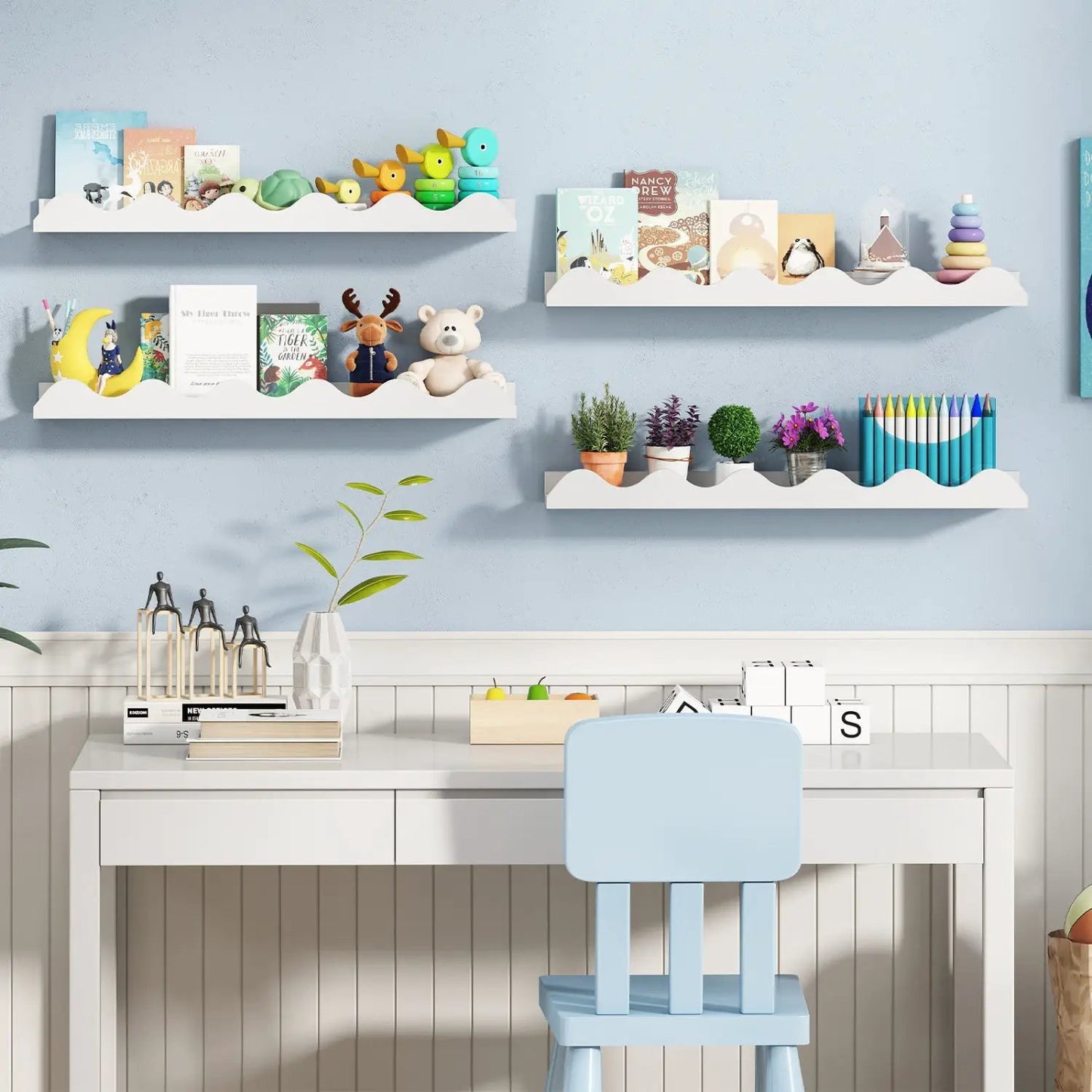 Wall Mounted Ledge Shelves 4 24 Inch White
