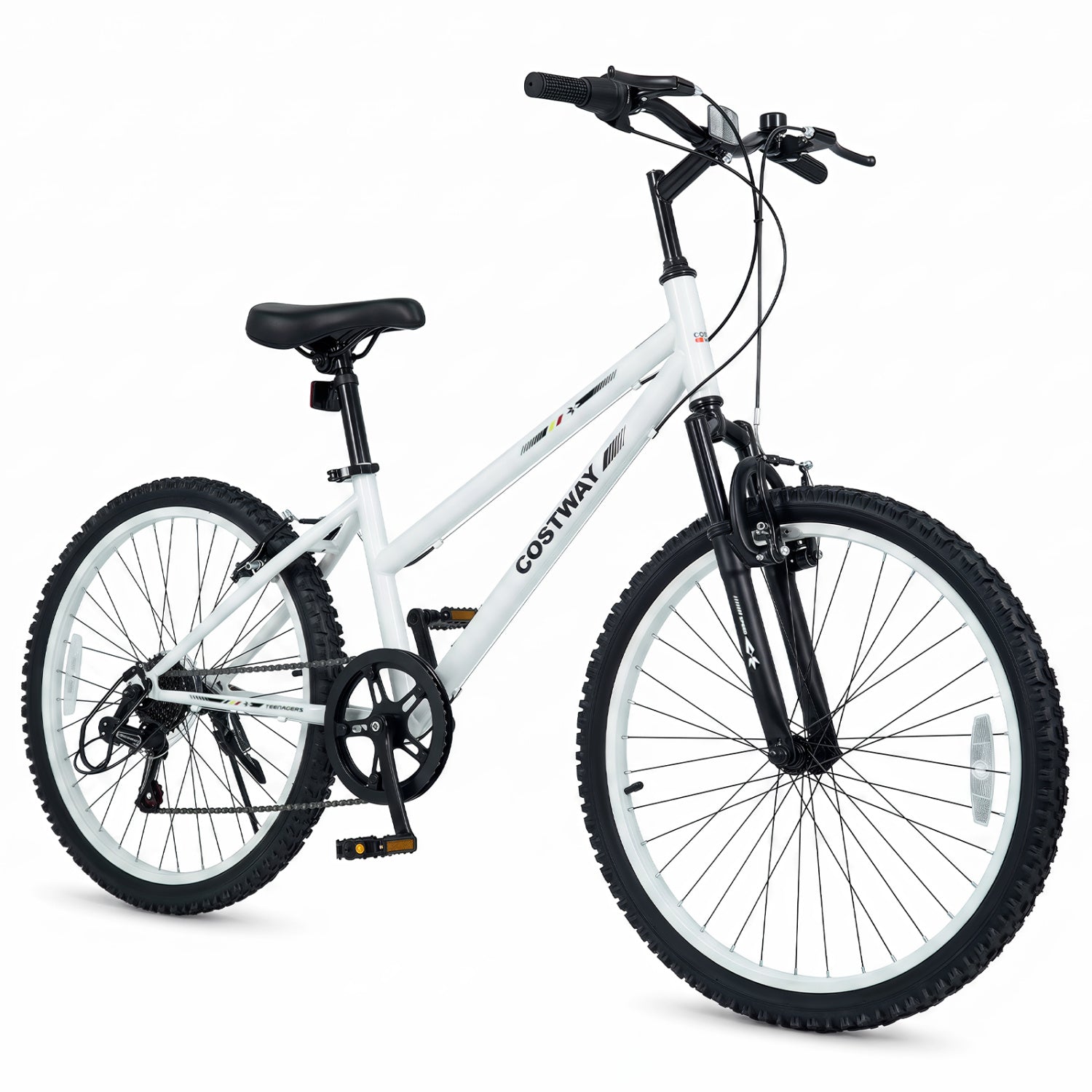 24 inch kids mountain bike DirectDeals white frame with suspension fork and 7 speeds on Tampa Home & Garden Store