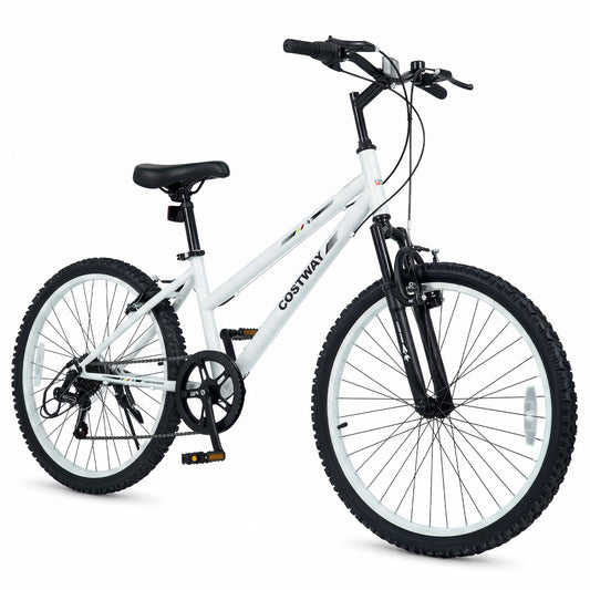 Kids mountain bike GemGear 24in white with 7-speed and suspension fork on Tampa Home & Garden Store