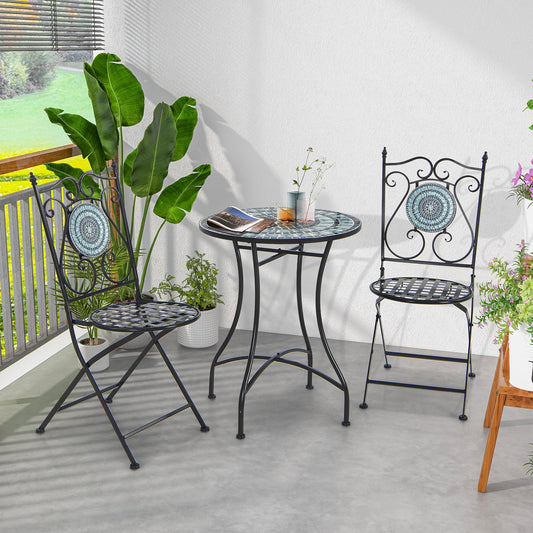 24 Inch Patio Bistro Table with Ceramic Tile Tabletop - Tampa Home & Garden Store