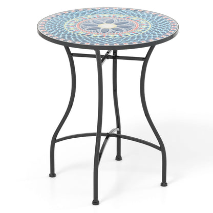 24 Inch Patio Bistro Table with Ceramic Tile Tabletop