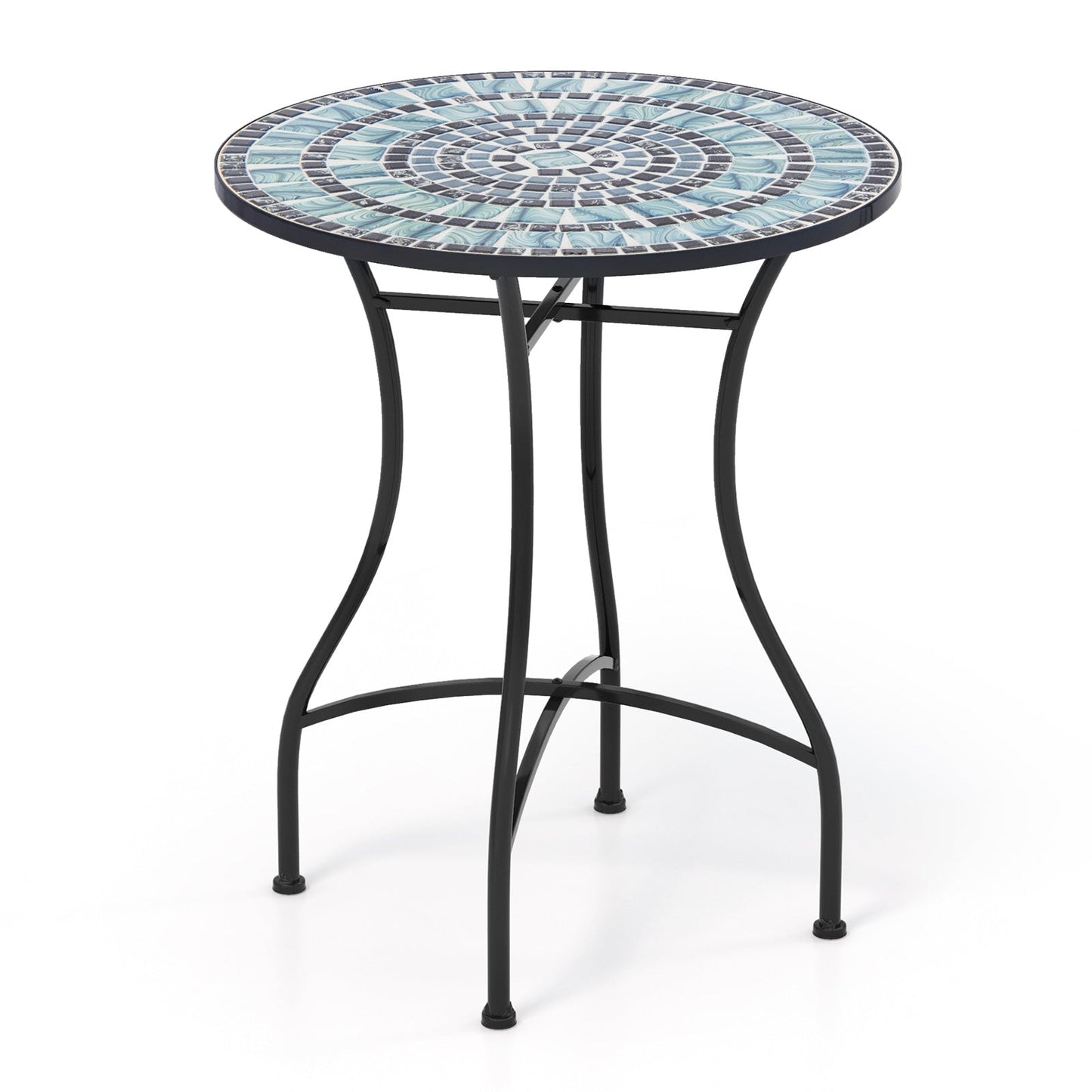 24 Inch Patio Bistro Table with Ceramic Tile Tabletop