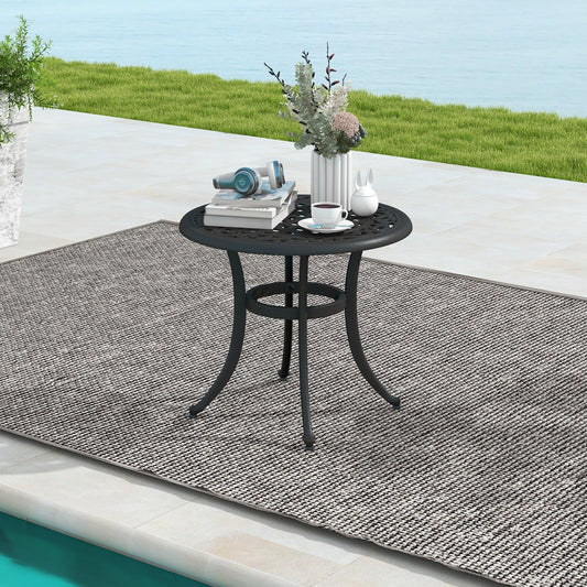 24 Inch Patio Side Table with Adjustable Footpads for Poolside Backyard Balcony-Rustic Brown - Tampa Home & Garden Store