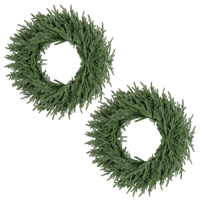 24 inch wreath made of green pine branches with dense needles on Tampa Home & Garden Store