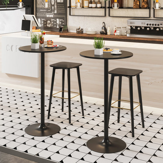 24 Inch Modern Round Cocktail Table with Metal Base and MDF Top-Set of 2 - Tampa Home & Garden Store