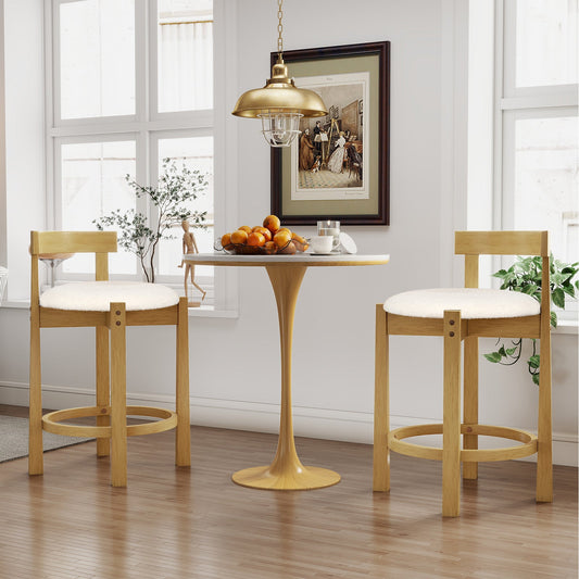 24 Inch Teddy Velvet Upholstered Counter Height Bar Stools with Backrests and Footrests - Tampa Home & Garden Store