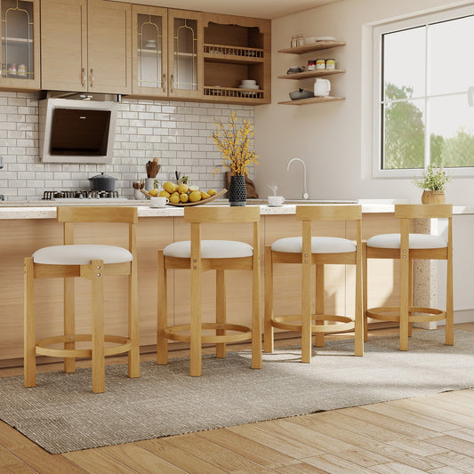 24 Inch Teddy Velvet Upholstered Counter Height Bar Stools with Backrests and Footrests - Tampa Home & Garden Store