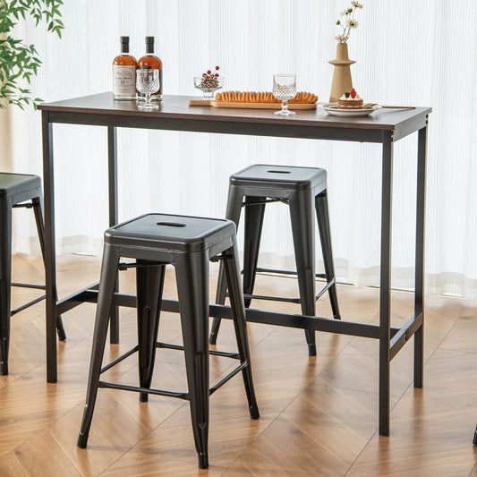 24 Inch Set of 4 Tolix Style Counter Height Barstool Stackable Chair-Black - Tampa Home & Garden Store