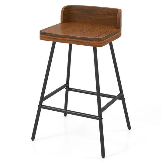 24in Bar Stool with walnut wood seat and low back, footrest, DirectDeals steel legs on Tampa Home & Garden Store