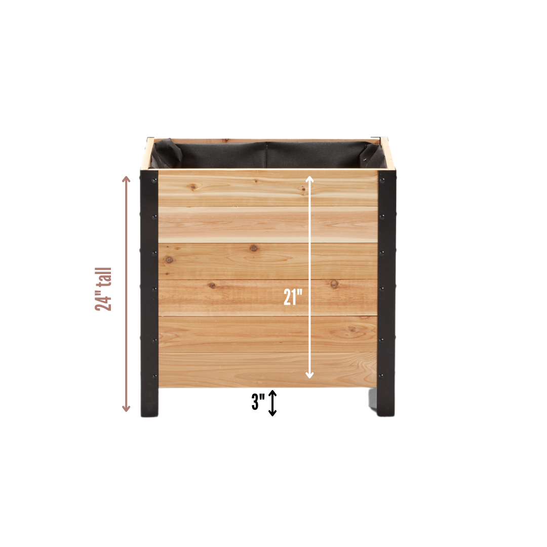 18" x 24" Small Cedar Planter Box | 24" Tall