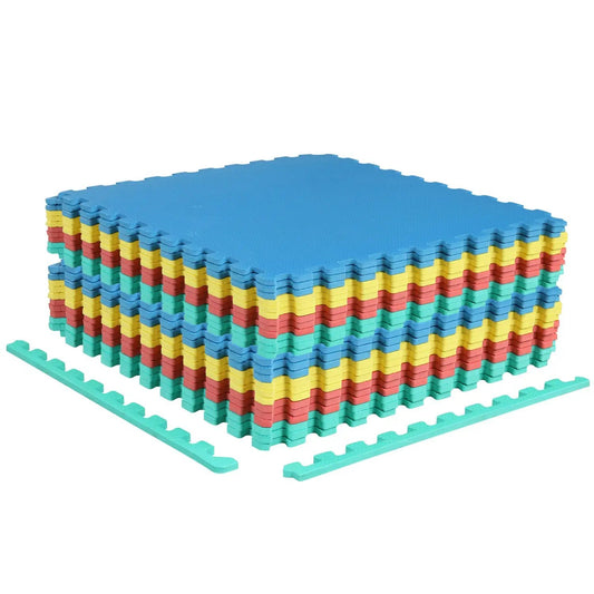 Interlocking EVA foam floor tiles 24-pack with borders blue tops multicolor sides DirectDeals on Tampa Home & Garden Store