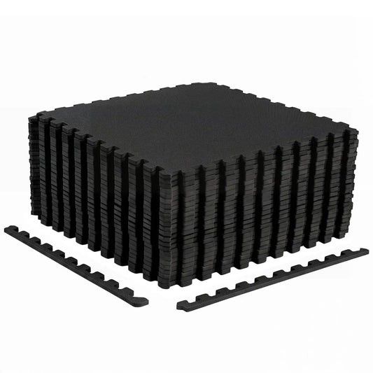 Interlocking EVA Foam Floor Tiles 24-Pack with Borders by DirectDeals, black color on Tampa Home & Garden Store