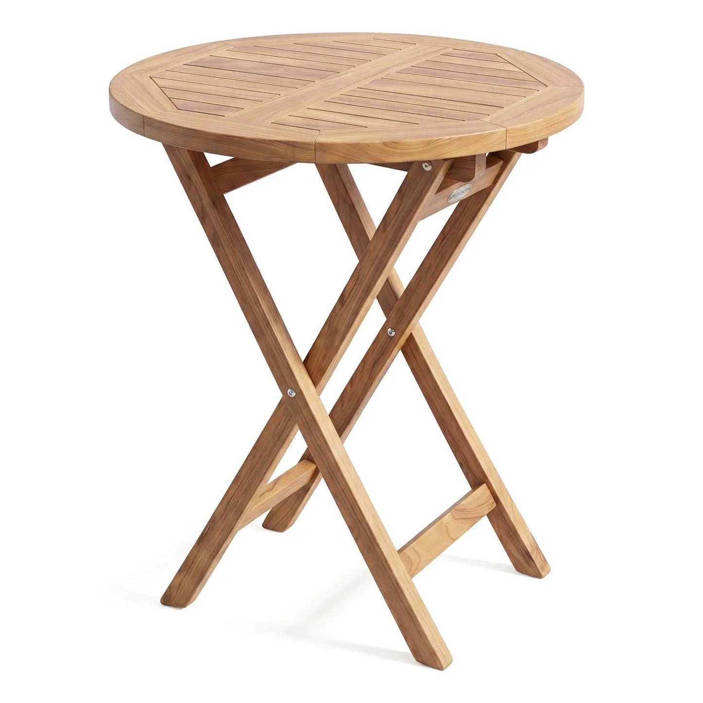 Round Teak Folding Bistro Table with Footrest