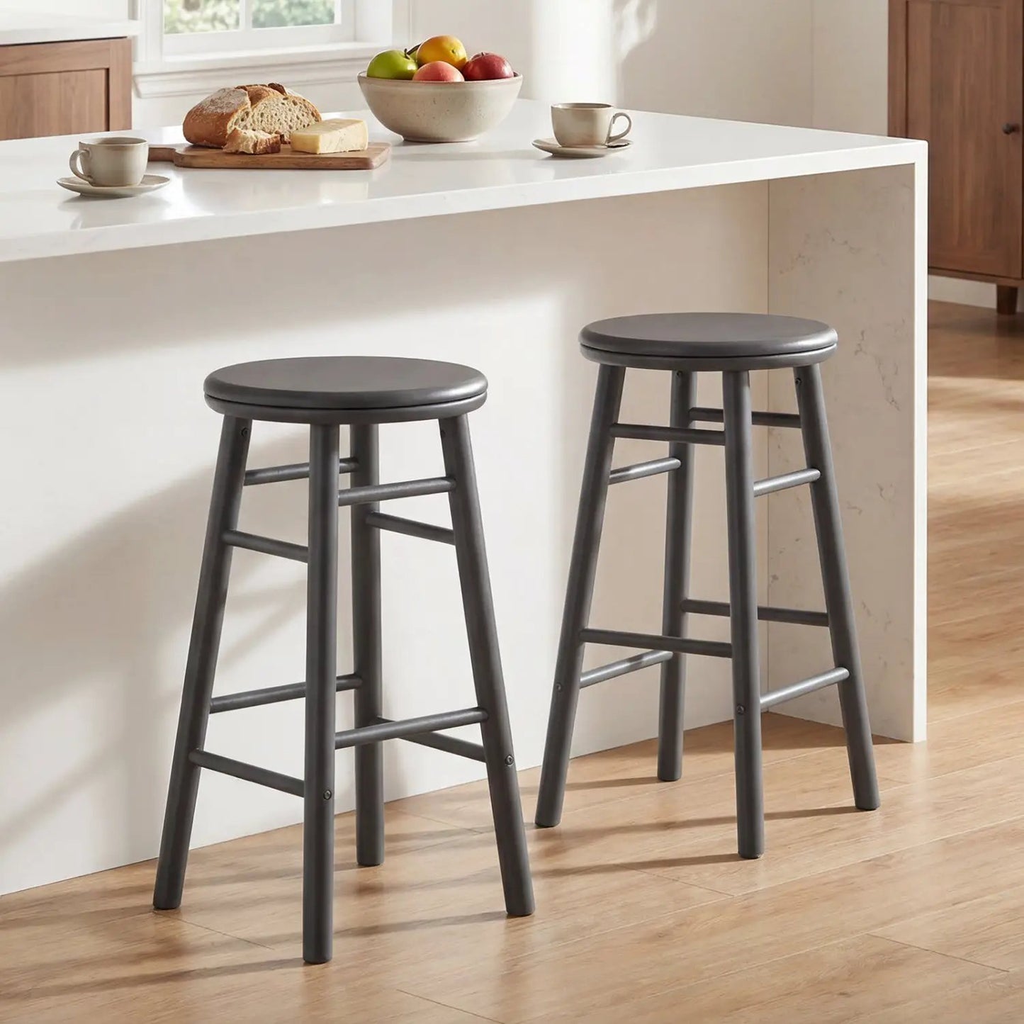 24 Inch Swivel Bar Stools Set of 2 with Footrests