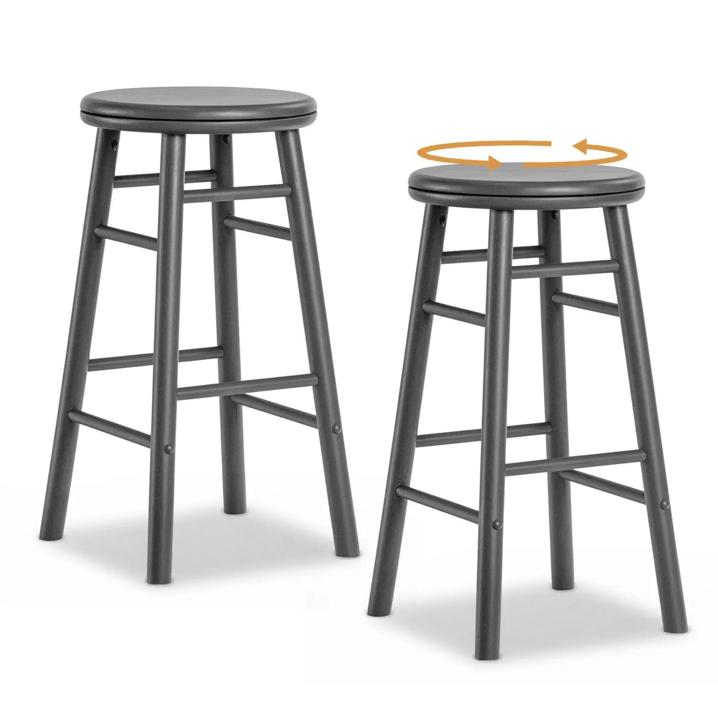 24 Inch Swivel Bar Stools Set of 2 with Footrests